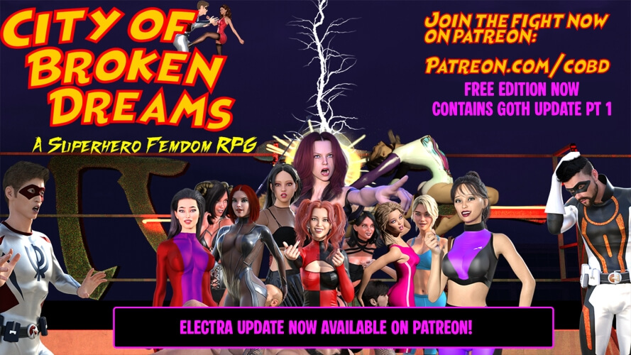 City of Broken Dreams: A Femdom Superhero Game - Version 0.17 BugFix cover image